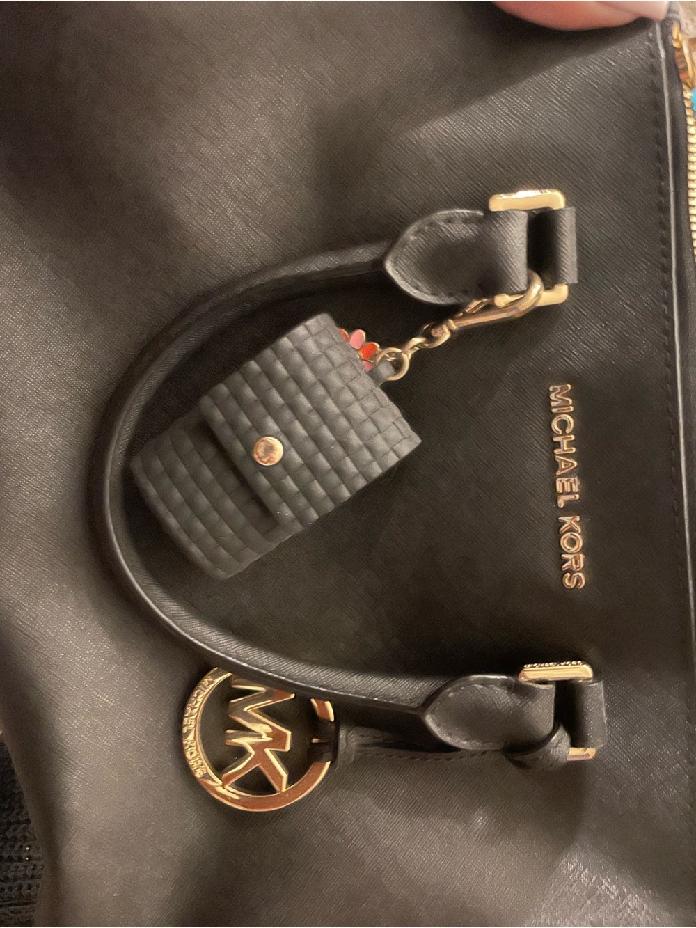 Michael Kors Black Tote with Gold MK Charm